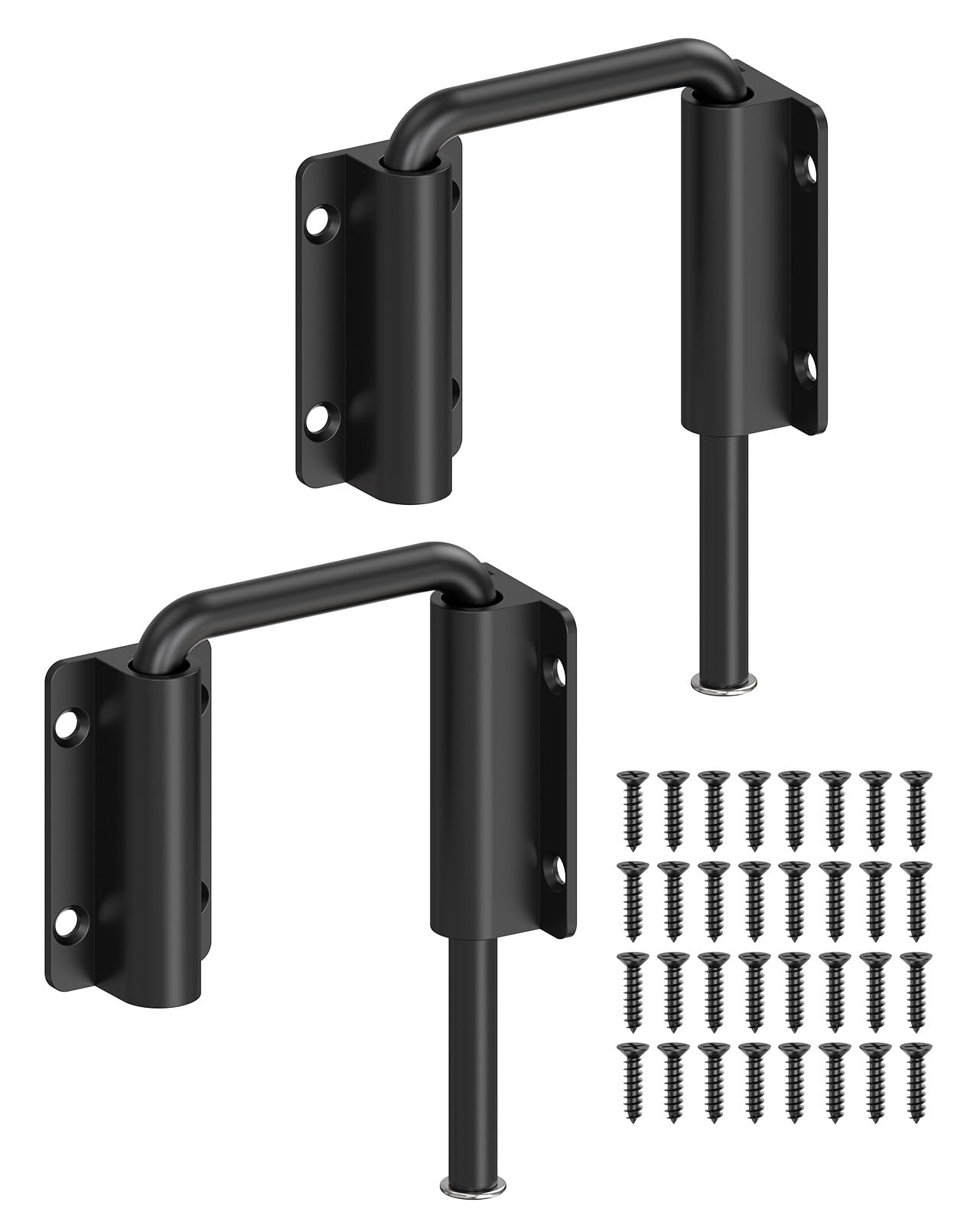 MeBantoo Updated U Patio Sliding Door Loop Lock Latch - 90/180 Degree Stainless Steel Security Bolt Lock for Barn, Garden, Fence Gate, Window - Multi-Angle Mounting (Black-2 PCS)