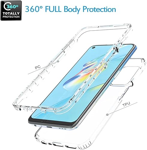 Miniatura 3 de Funda para teléfono para Oppo A54 4G, CPH2239 con protector de pantalla de vidrio templado, carcasa protectora de cuerpo completo transparente de