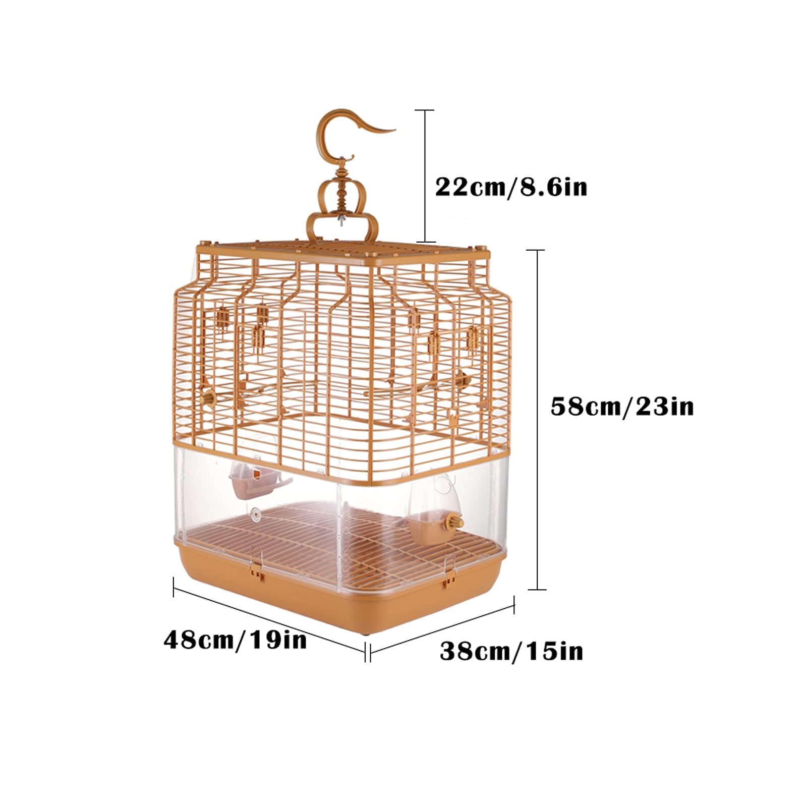 Gabbia Voliera Appeso Gabbia per Uccelli con Alimentatore, Plastic Square Birdcagges House Facile da assemblare Carrier Bird per Birds Piccoli Canarini BirdsBirts Green Wacca Conure Bird Cage