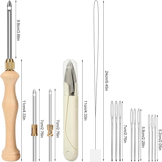 JSRQT Punch Needle Starter Tool Kit,Adjustable Wooden Needle Punch,Rug Hooking Kit for Adults Beginner Embroidery