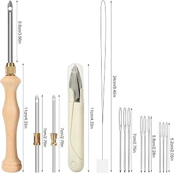 JSRQT Punch Needle Starter Tool Kit,Adjustable Wooden Needle Punch,Rug Hooking Kit for Adults Beginner Embroidery