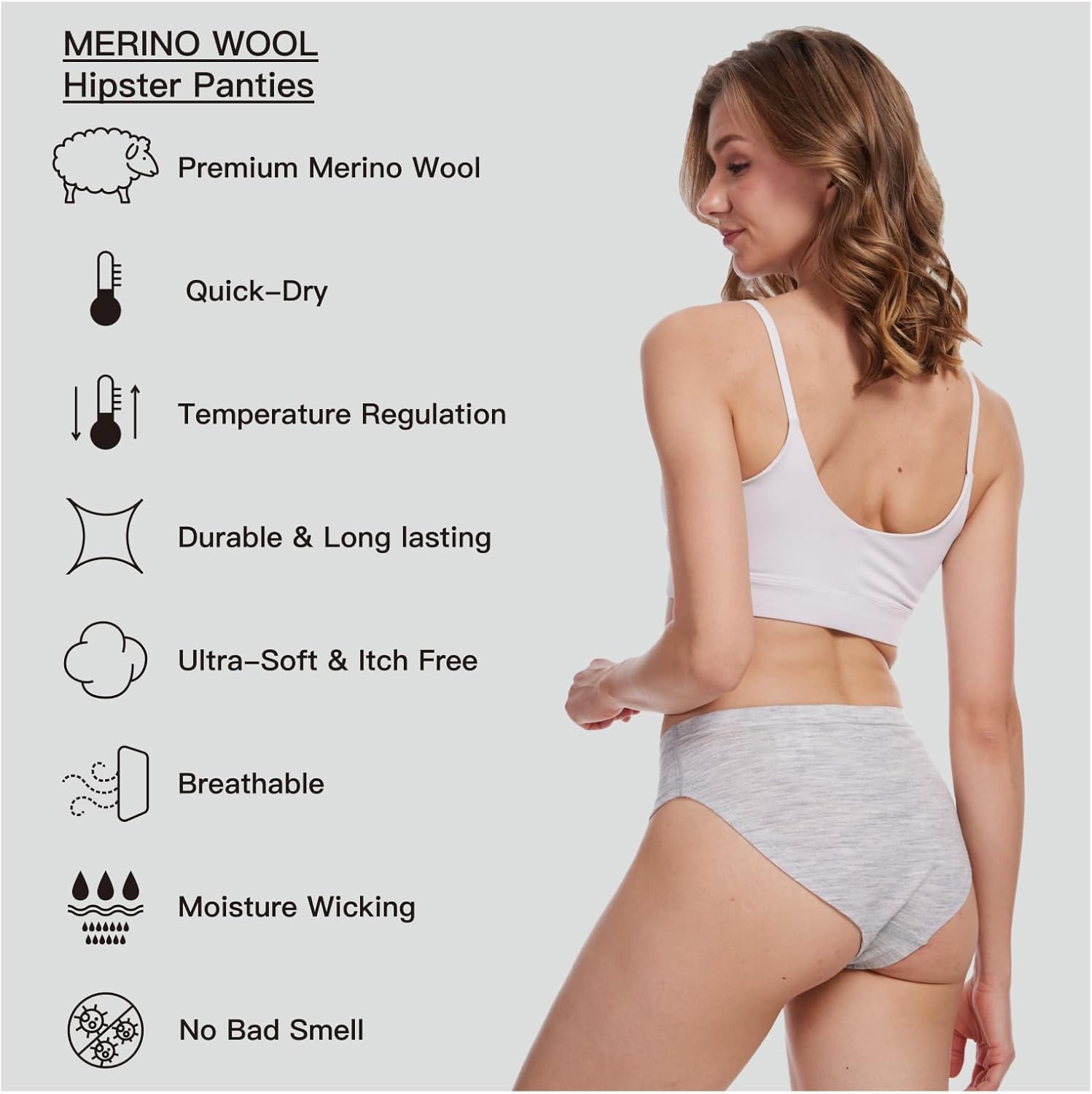 MERINNOVATION 2 Pack Women's Hipster Panties 100% Merino Wool Underwear Soft Breathable Women Wool Briefs Moisture Wicking - Image 2