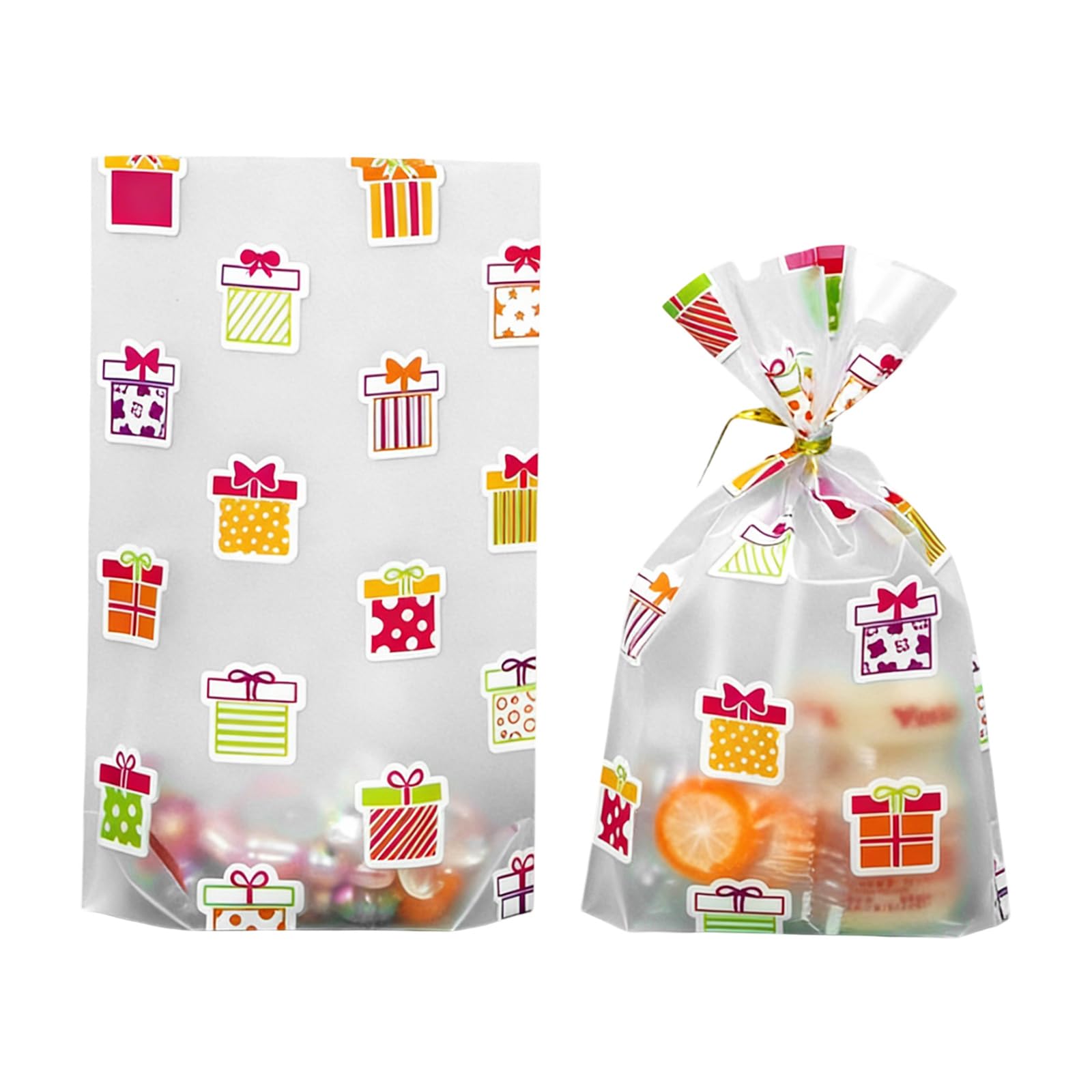 RLMVGBX 50Pcs Clear Frosted Cellophane Treat Bags with Twist Ties, Stand‑Up Bottom, for Party Favors, Gift Wrapping, Sweets, Cookies and Crafts, 5.1×7.5 Inch