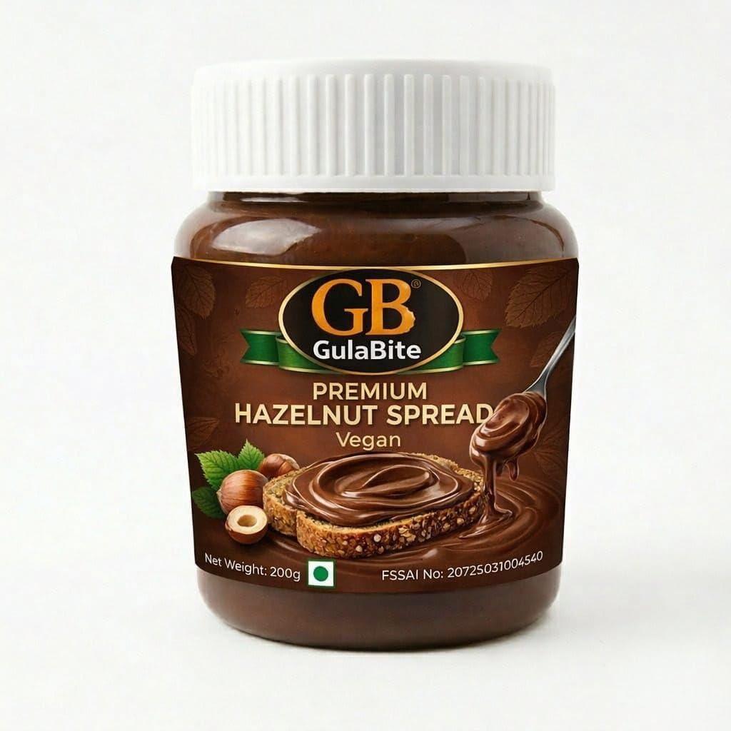 gulabite hazelnut spread - 200g | rich cocoa & nutty taste | smooth creamy spread for bread & desserts | vegan