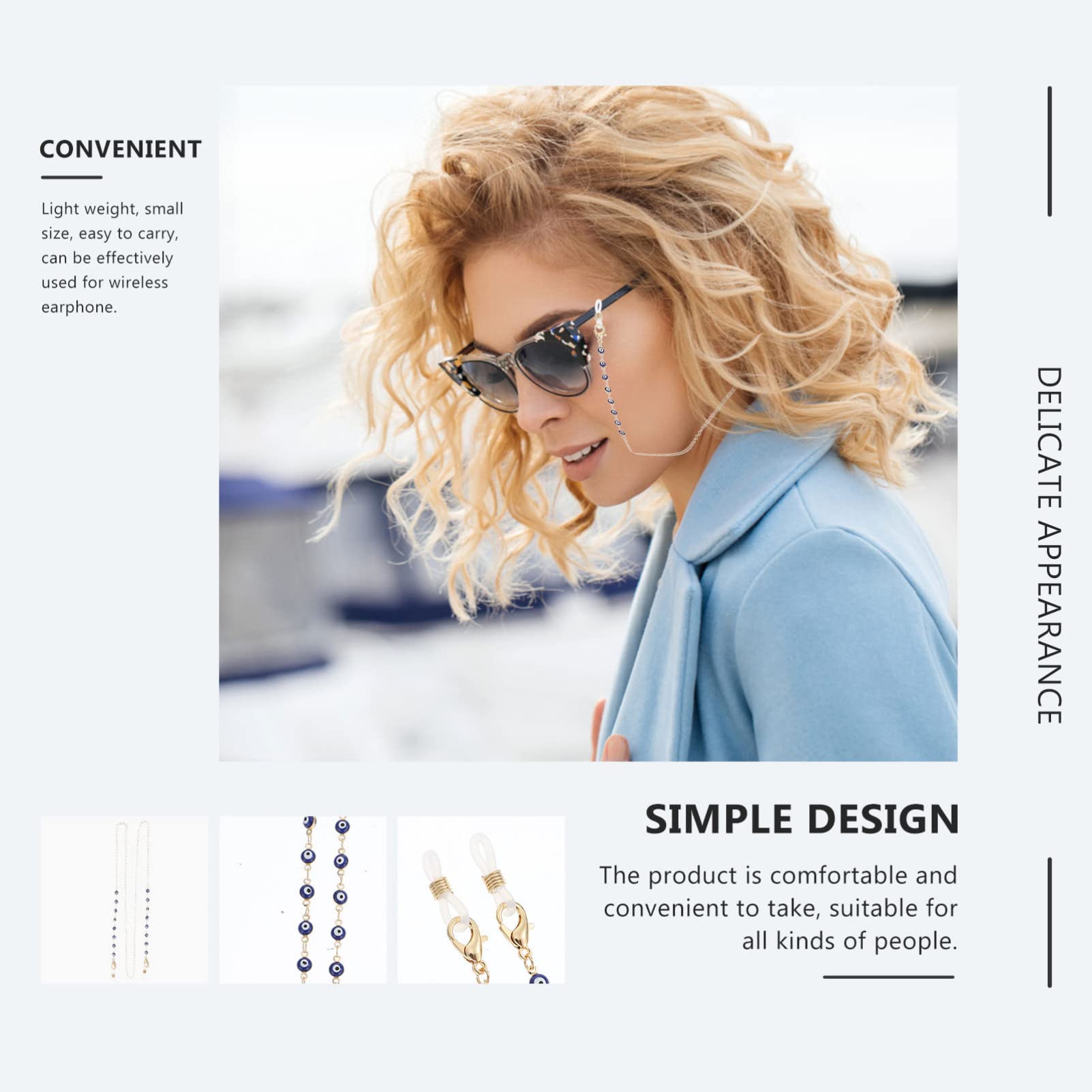 UKCOCO 5pièces Multi-fonctionnel Chaîne De Lunettes Antidérapante Pour Écouteurs Accessoire Pratique Et Émail Pour Femmes Et Filles