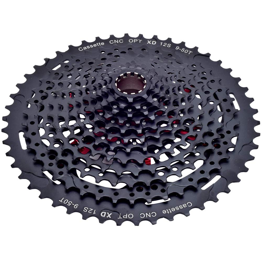 GERRIT PiñOn Bicicleta Cassette de Bicicleta MTB de 12 velocidades 12S 9-50T Compatible con Cassette Negro de Cuerpo 540g Rueda Libre de piñón PiñOnes Bicicleta MontañA