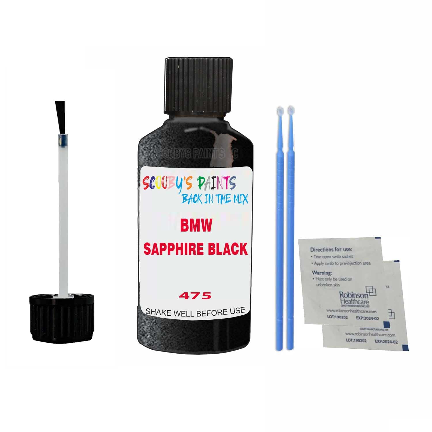 Scoobys Paints Back In The Mix Sapphire Black Touch Up Paint For Bmw Z3 475 2001-2022 30Ml Bottle Brush Scratch Stone Chip Repair Pen