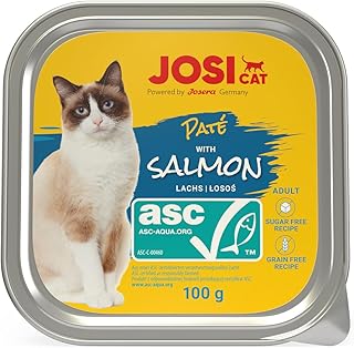 JosiCat Paté with Salmon (32 x 100 g) | Adult | Premium Wet Food for Adult Cats | Pate with Salmon (ASC Certified) | Grain-Free | Powered by Josera | Wet Cat Food | Pack of 32 product image