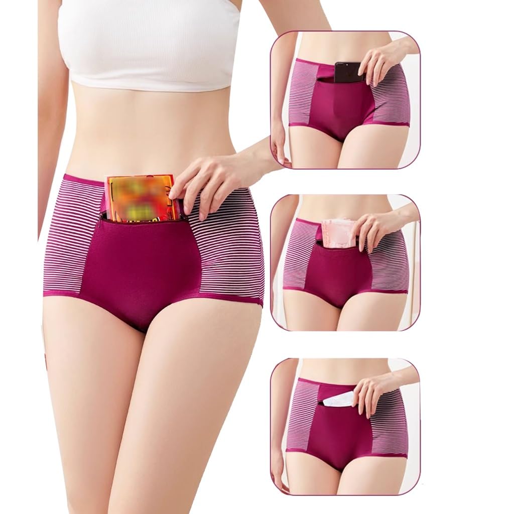 LaseVe Tasca Frontale con Cerniera Intimo per Donna in Cotone Mutandine di Base Boxer in Corsa Mutande Confezioni 3