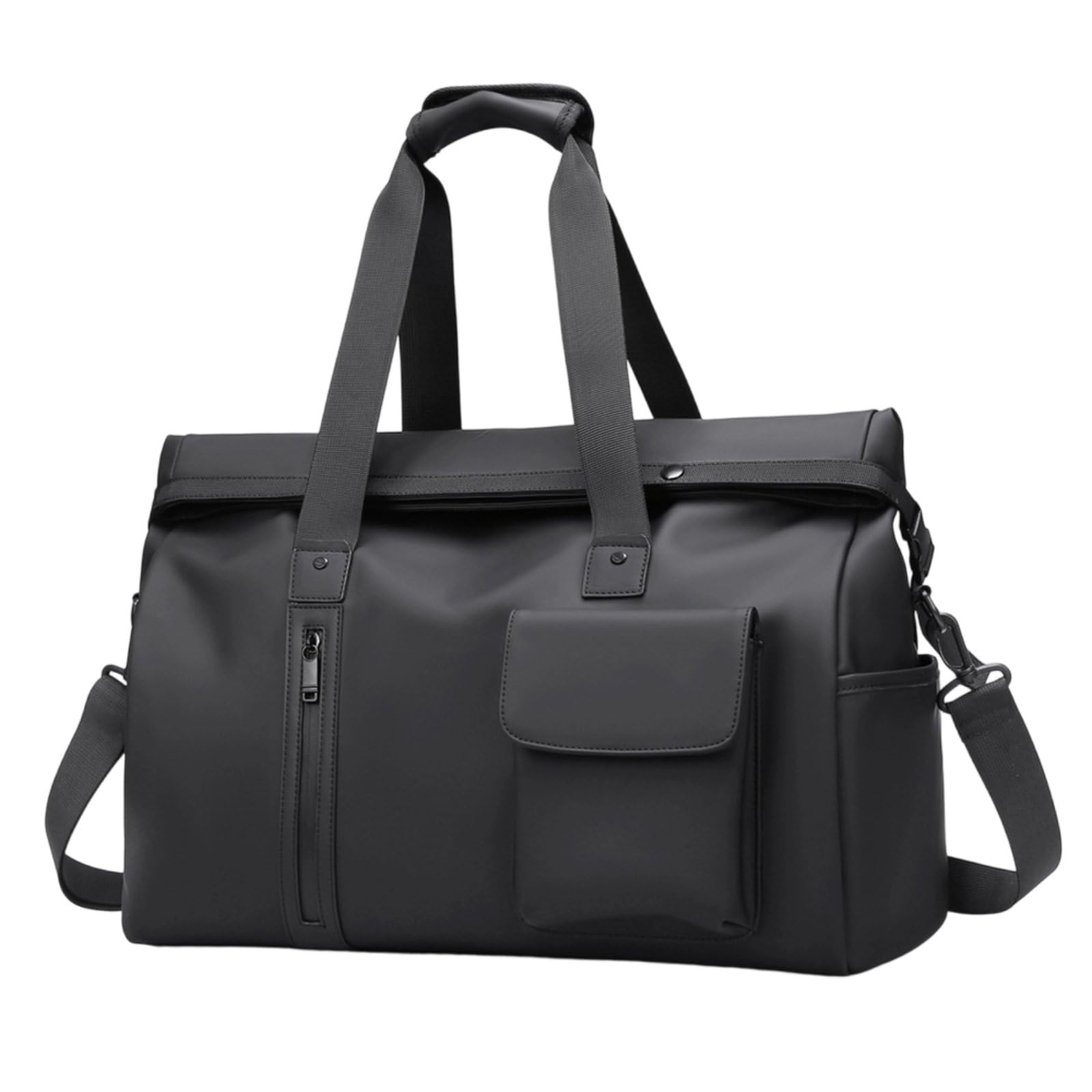 URJIX™ Lightweight Wet Dry Separation Duffel Bag Black Polyester | Spacious Storage Smart Organization Versatile Carrying Modern Aesthetic Polyester Black-image-38