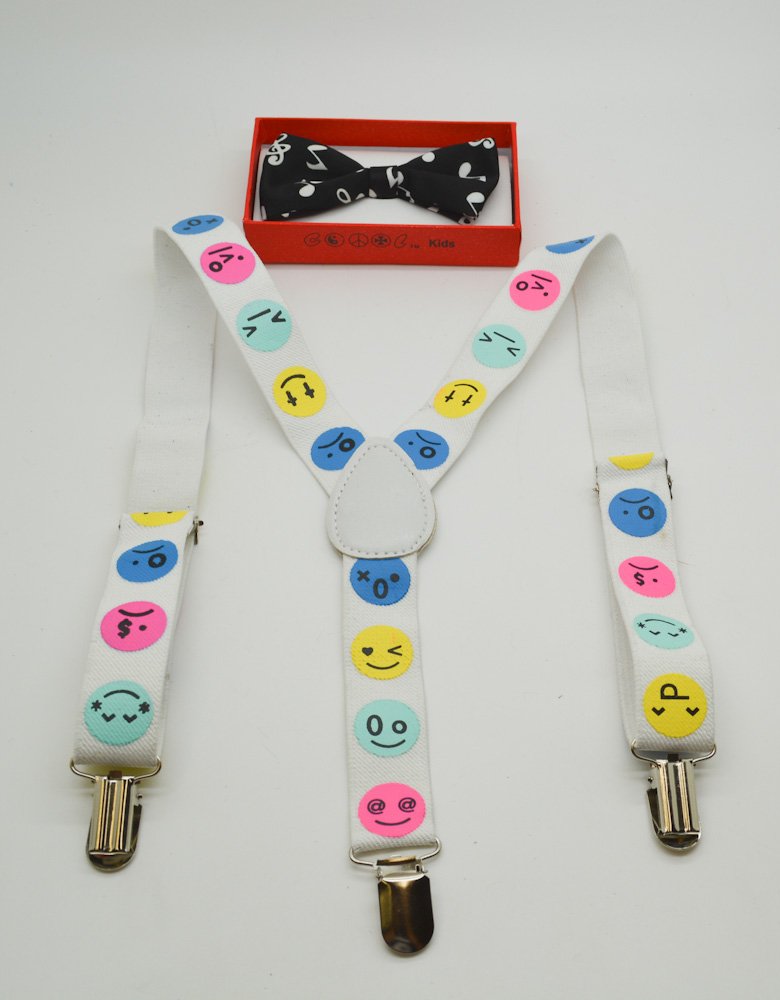 Cute Suspender and Black Music Notes Bow Tie for Toddler Baby Boys Girls