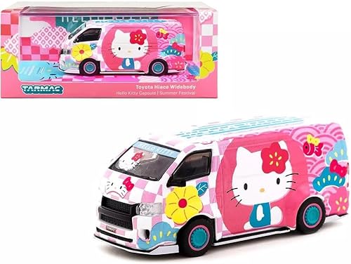 Hiace - Van de cuerpo ancho a la derecha rosa con gráficos Hello Kitty Capsule Summer Festival Collab64 164 modelo fundido a presión por Tarmac
