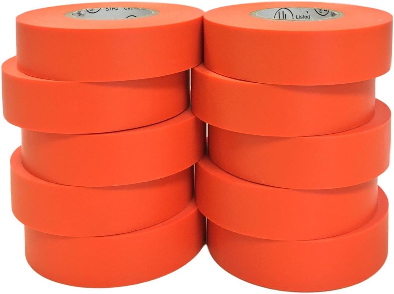 Gеt Chеар Prісе TradeGear Orange Electrical Tape Matte 10 Pk - Waterproof PVC, Rubber Resin, UL Listed, 60' x ¾“ x 0.07, Suitable for Use at No More Than 600V & 80°C