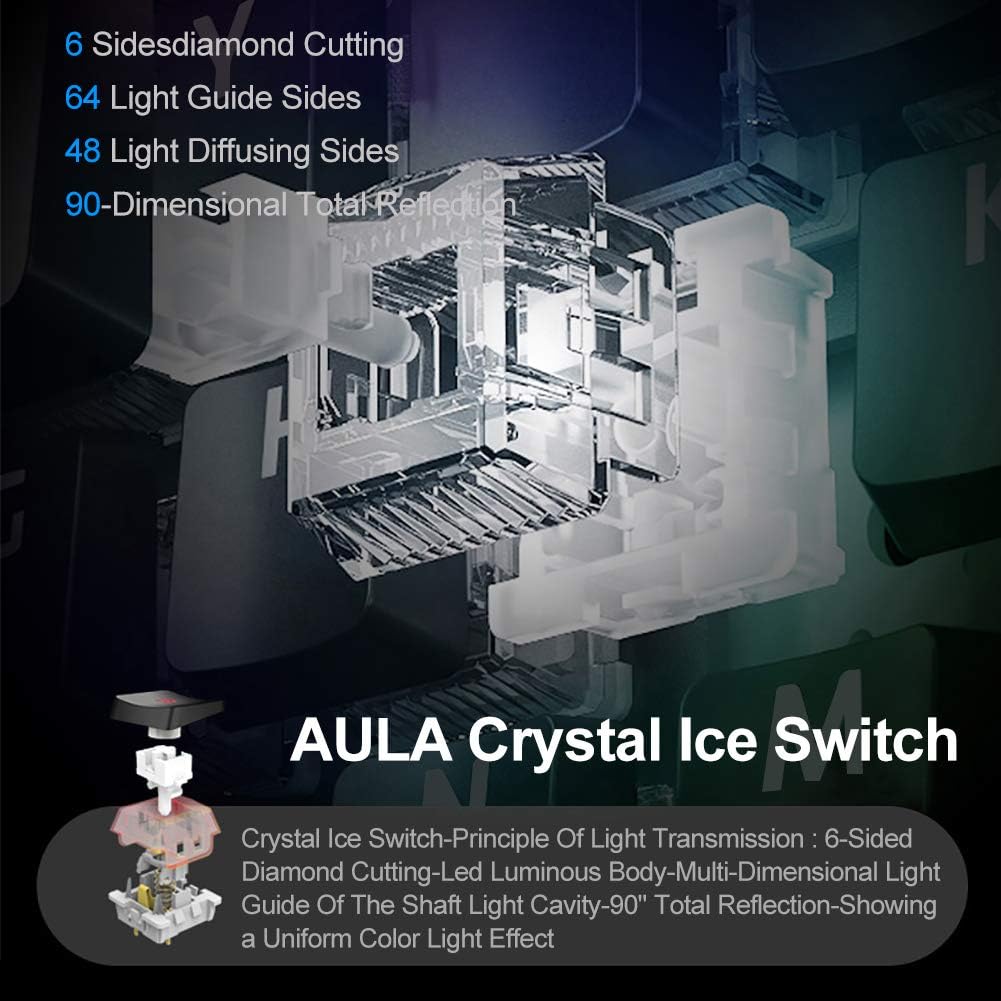 Lіmіtеd Stосk AULA F2099 Low Profile Mechanical Keyboard, with Media Knob, RGB Rainbow Backlit, Slim Floating Keycaps 104 Keys USB Wired PC Gaming Keyboards (Blue Switch)