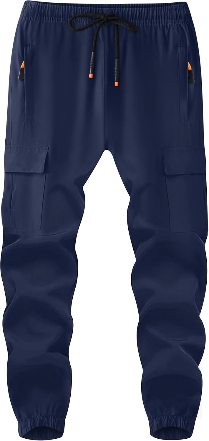 Boys Cargo Joggers Youth Quick Dry Athletic Pants Lightweight Hiking Jogger Pants with Zipper Pockets