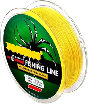 Braided Fishing Line 4 Strands, 109 Yards Length Colorful Super Strong Abrasion Resistant Fade Resistant PE Braid Wire 6LB-100LB for Saltwater Fishing