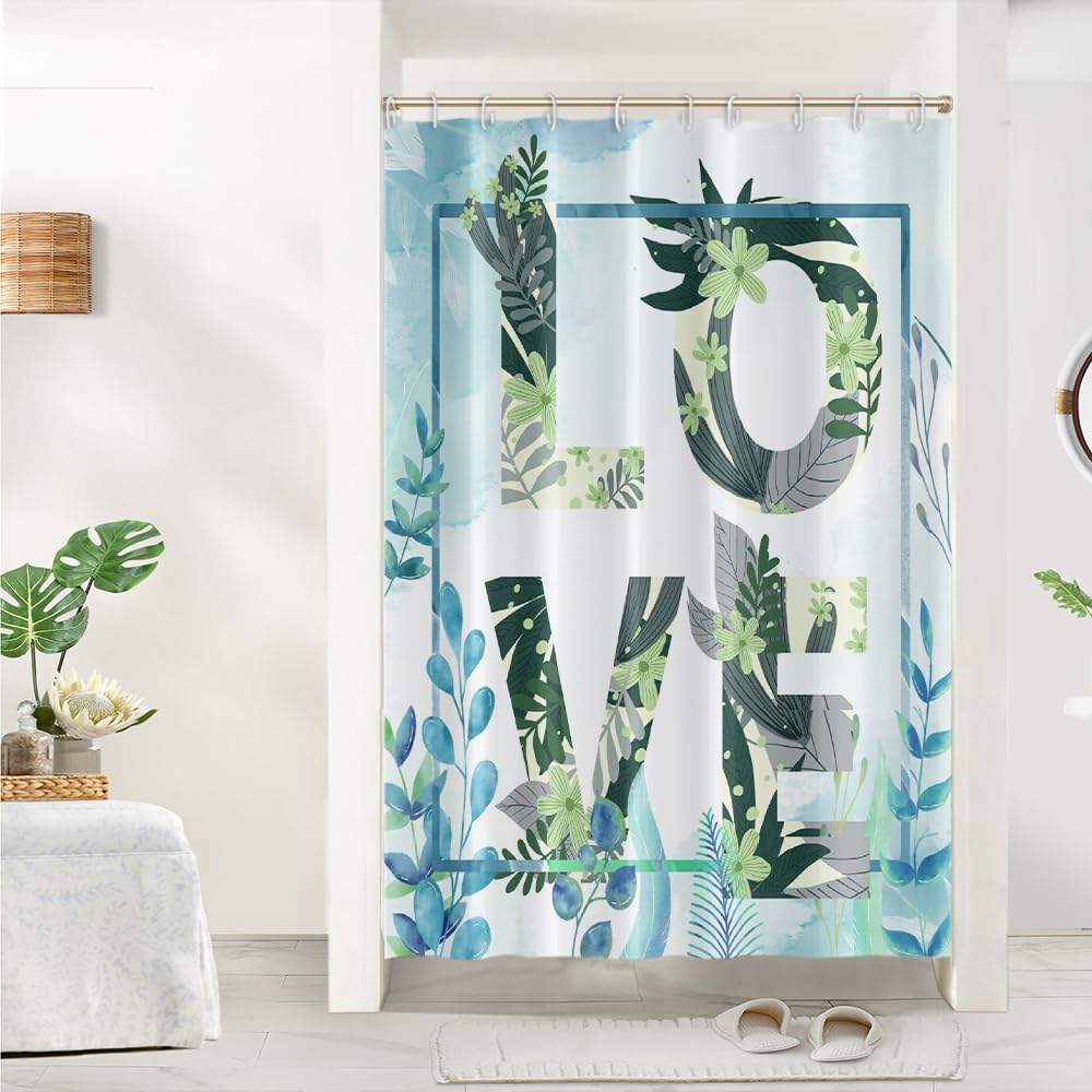 Cortina de Ducha de Hoja Eucalipto, Cortinas de Ducha Verde Oro Abstracto Planta Cortinas de Baño Antimoho Impermeable Lavable Tejido de Poliéster Cortina Ducha con 12 Ganchos 120x200cm — view 33