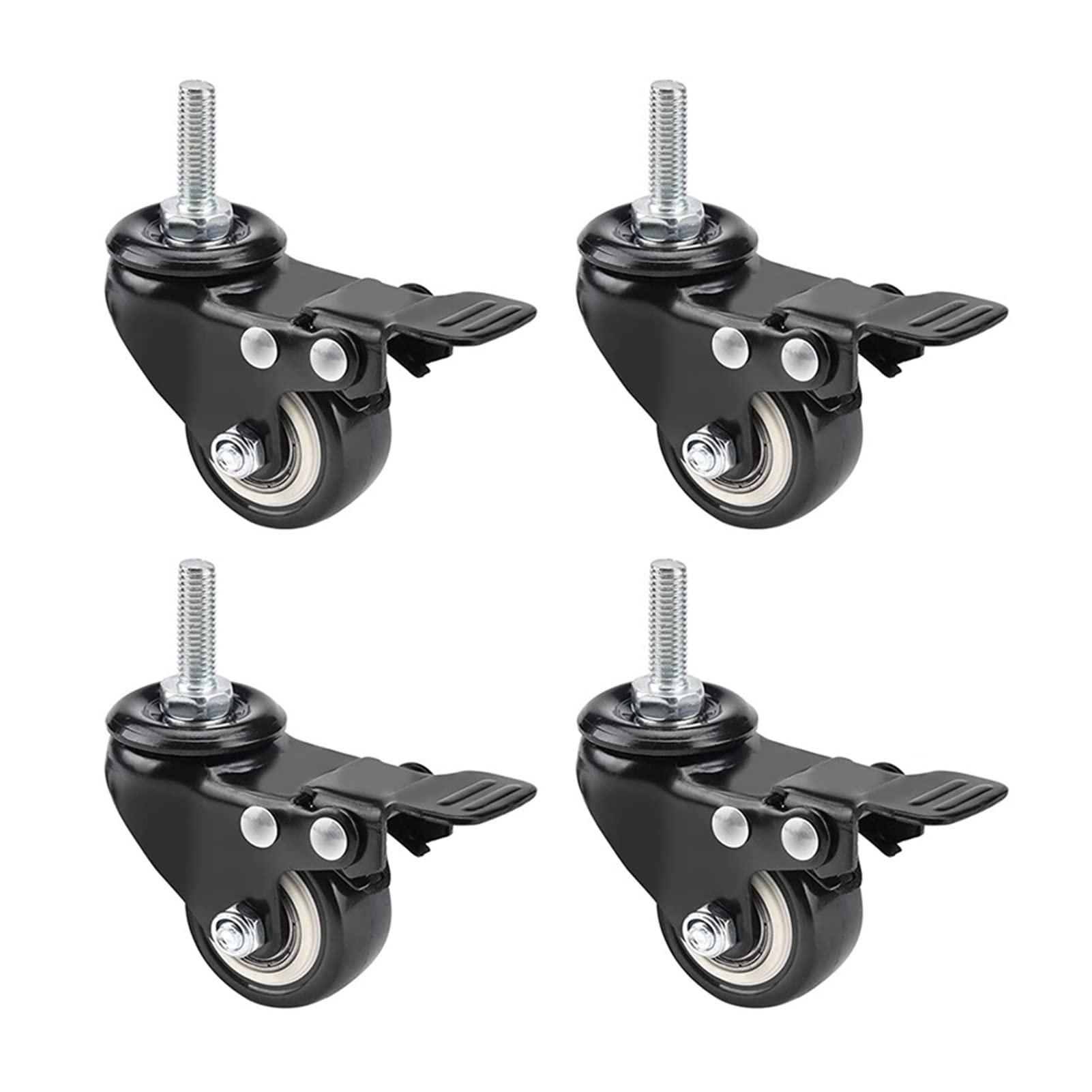 Roulettes à tige de 3,8 cm avec freins : ensemble de 4 roues multicolores pour chariot et établi