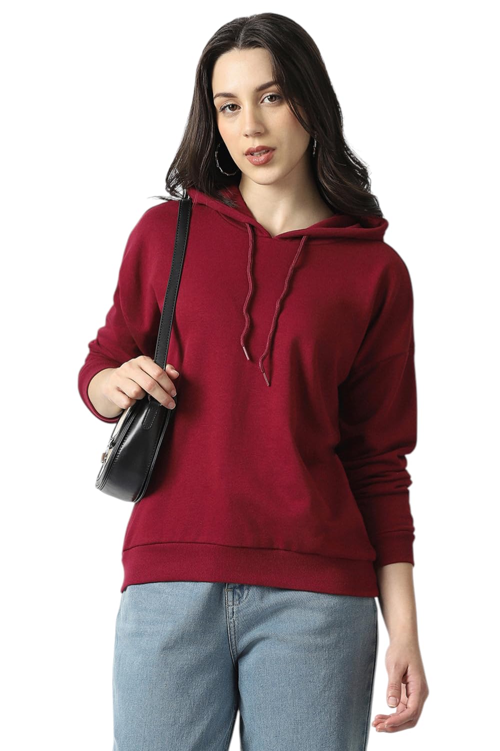 Women's Hooded Solid Sweatshirt| Full Sleeve Ribbed Hem Casual winterwear-image-17
