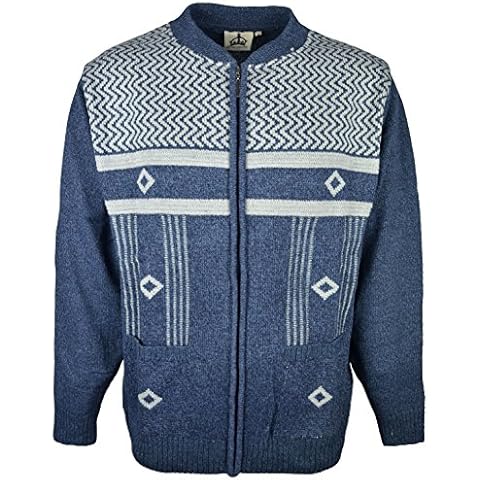 Mens New Cardigan Knitted Classic Style V Neck Zipper Jumper Multi Colored (Medium, Navy) Cover