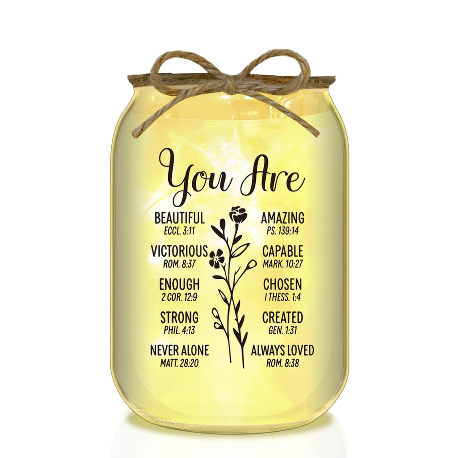 Christian Gifts for Women Mason Jar Night Light Mother's Day Gift Graduation for Her Birthday Emotions and Feelings Religious Men Religious Faith Spiritual Inspirational for Mom