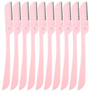 Beaupretty 10pcs Foldable Eyebrow Razors for Women Stainless Steel Trimmers Protective Design for Safe Shaving Compact Makeup Tools