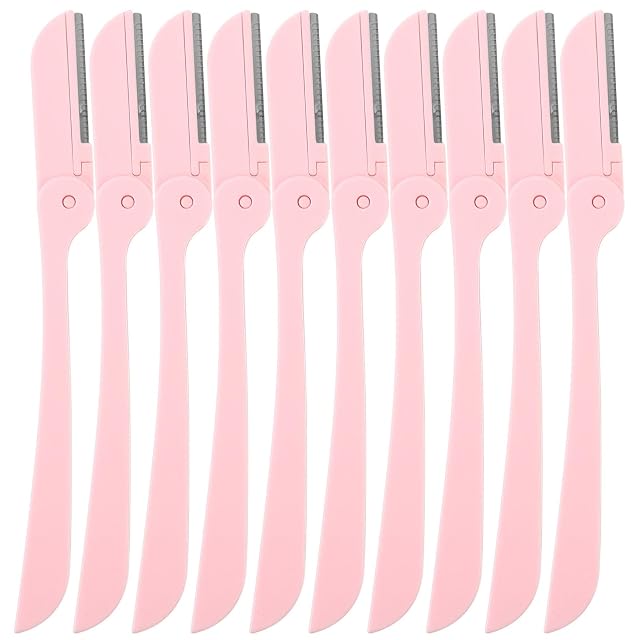 Beaupretty 10pcs Foldable Eyebrow Razors for Women Stainless Steel Trimmers Protective Design for Safe Shaving Compact Makeup Tools