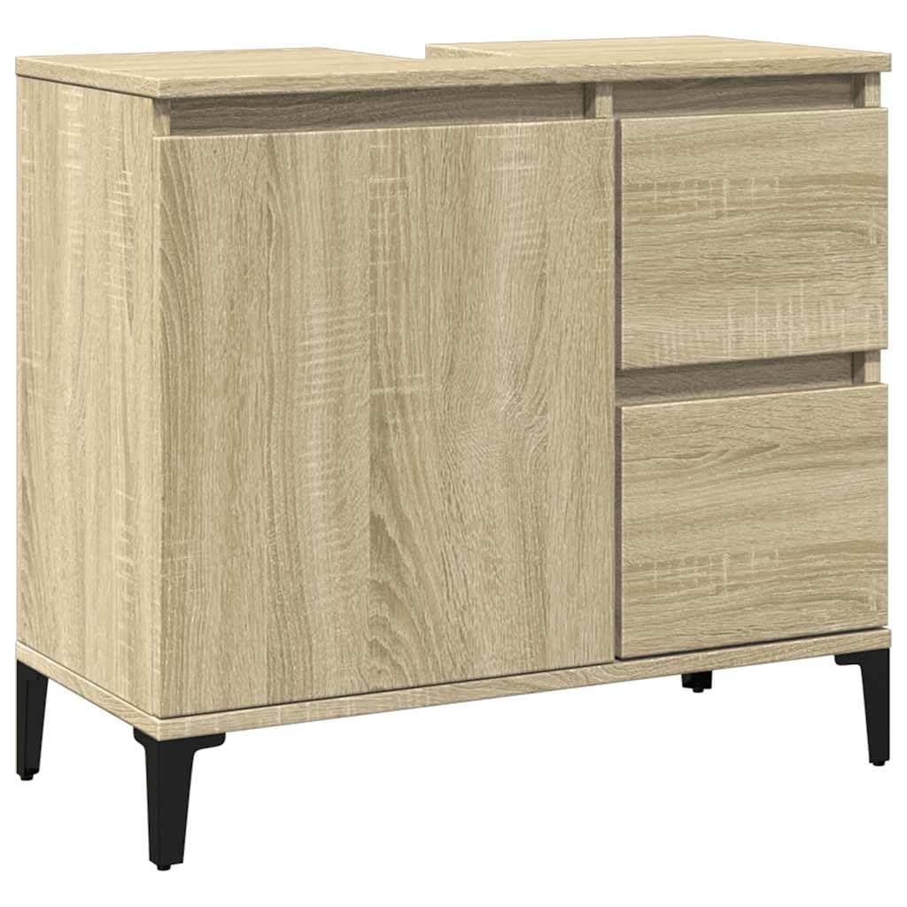 vidaXL Armoire de Salle de Bain, Meuble de Rangement avec Tiroirs et Compartiment, Organisateur de Toilette Maison Intérieur, Chêne Sonoma