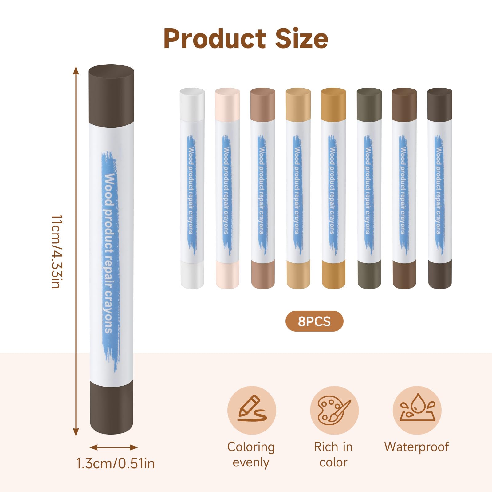 kclkda 8Pcs Wax Filler Wood Repair Sticks, Wax Sticks for Wood Repair Laminate Floor Repairs Kit - Image 2