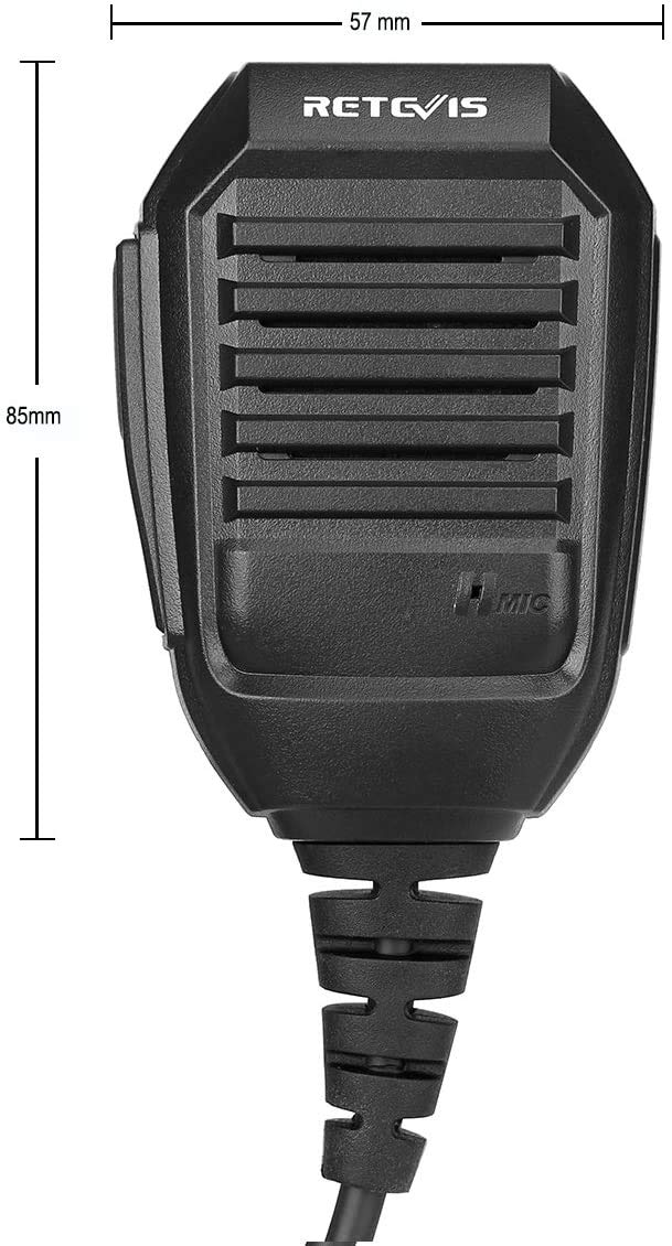 Retevis Talkie Walkie Haut-Parleur Microphone, 2 Pin Éloigné Épaule Microphone Compatible avec BF-888S baofeng uv-5r BF-88E RT24 RT27 RT22 RT28 RT618 RT619 (1 pcs)