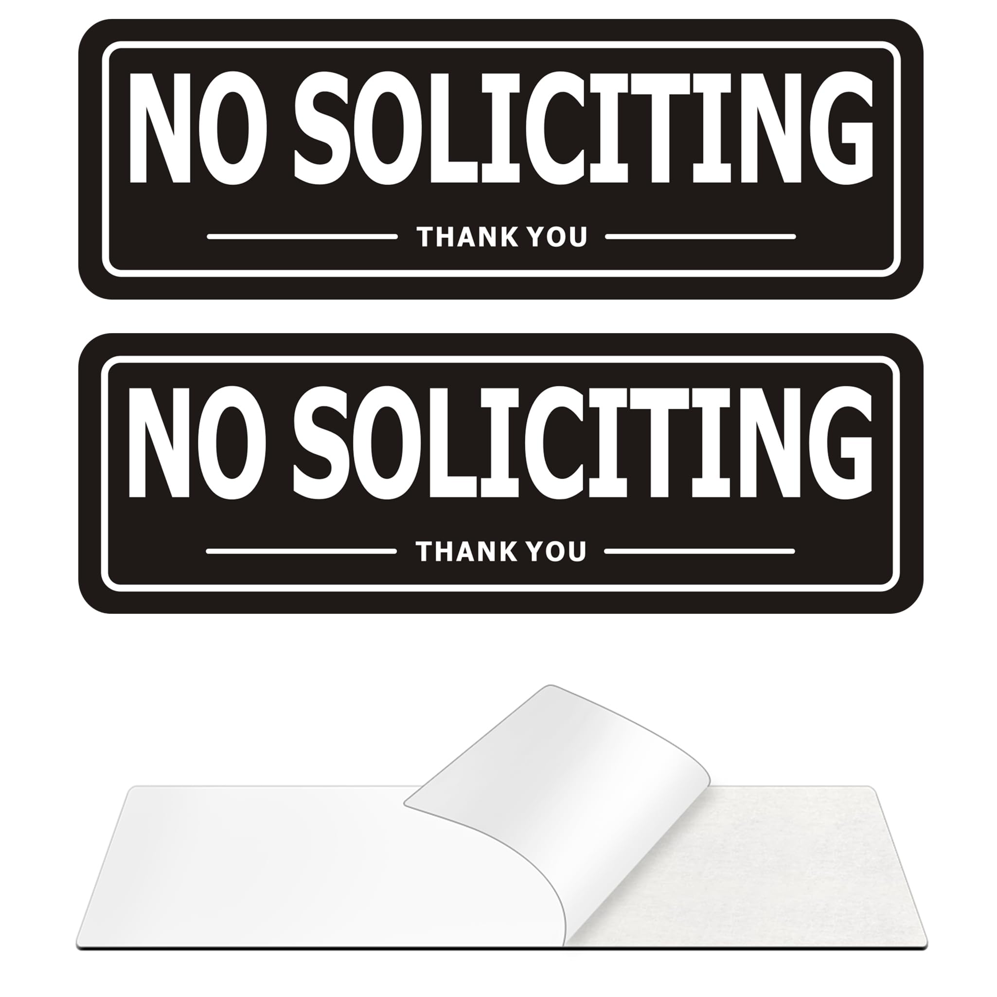 No Soliciting Sign for House, (2 Pack) Self-Adhesive No Soliciting Signs, Aluminum Metal No Solicitor Signs for Office Wall and Front Door