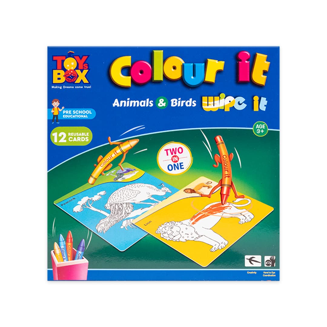 Toysbox Colour It Wipe It Little Animals & Birds Art & Craft Reusable Colouring Fun Activity Sheets for Kids, Colour It and Wipe It Off! (B0B6NWL6DW) Amazon Price History, Amazon Price Tracker