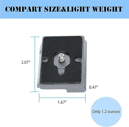 Miniatura 3 de 323 Placa de liberación rápida de 14 pulgadas con tornillo de 14 pulgadas, compatible con Manfrotto 200pl-14 RC2, trípode de cámara, cabeza