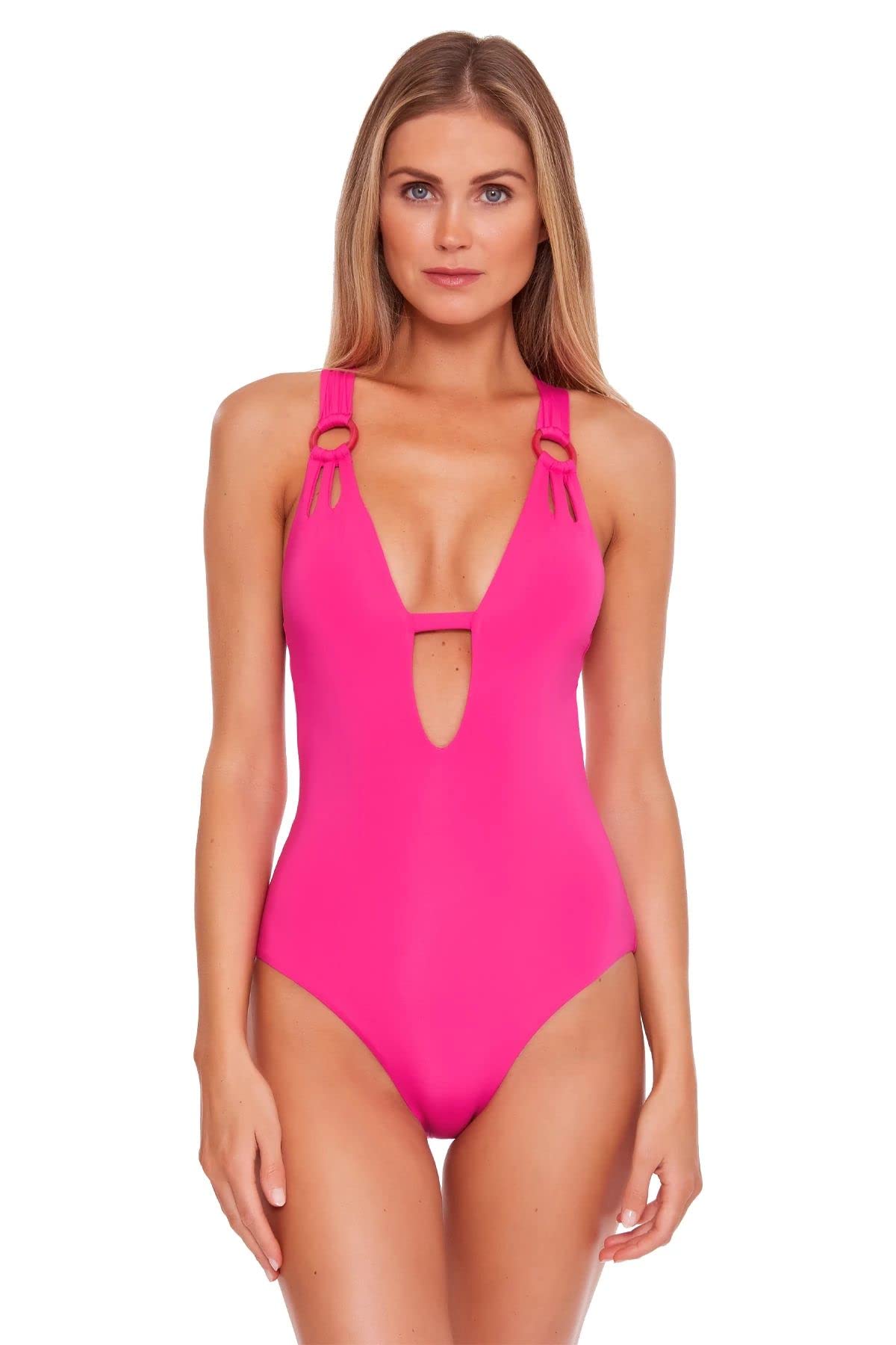 Becca by Rebecca Virtue Women's Color Code Skylar Plunge One Piece Swimsuit