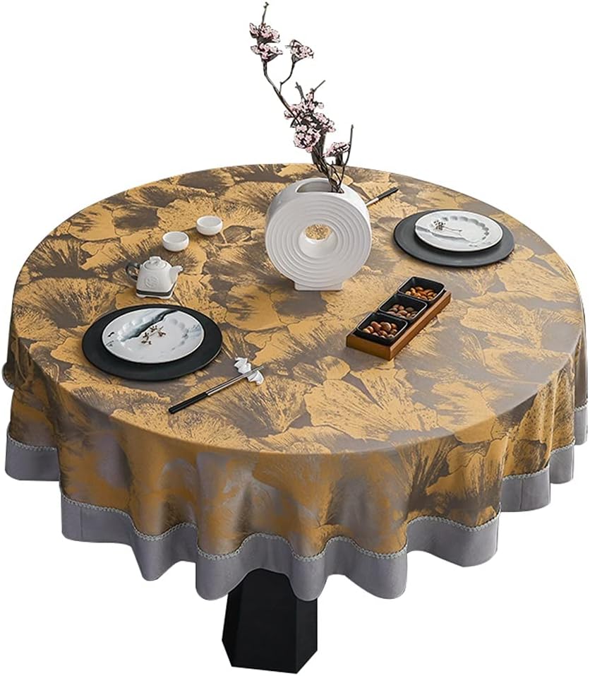 Chinese Round Table and Tablecloth Fabric Country Pastoral Round Coffee Table Dining Table and Tablecloth(240cm in Diameter)