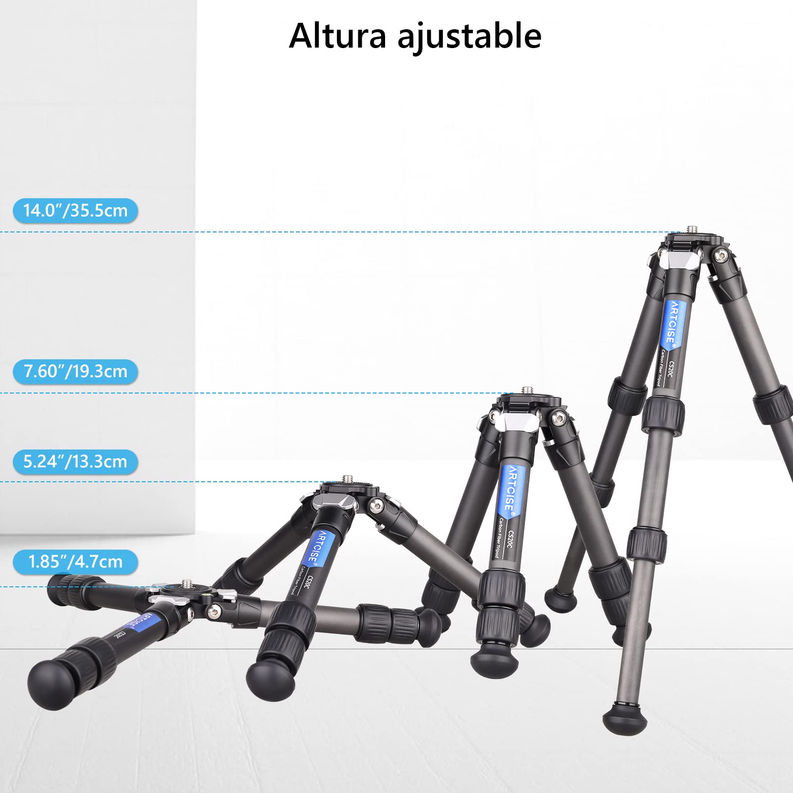 Mini trípode de Fibra de Carbono ARTCISE, trípode de sobremesa Compacto y portátil, trípode pequeño y Ligero para cámaras, DLSR, Capacidad de Carga máxima 22lbs/10kg