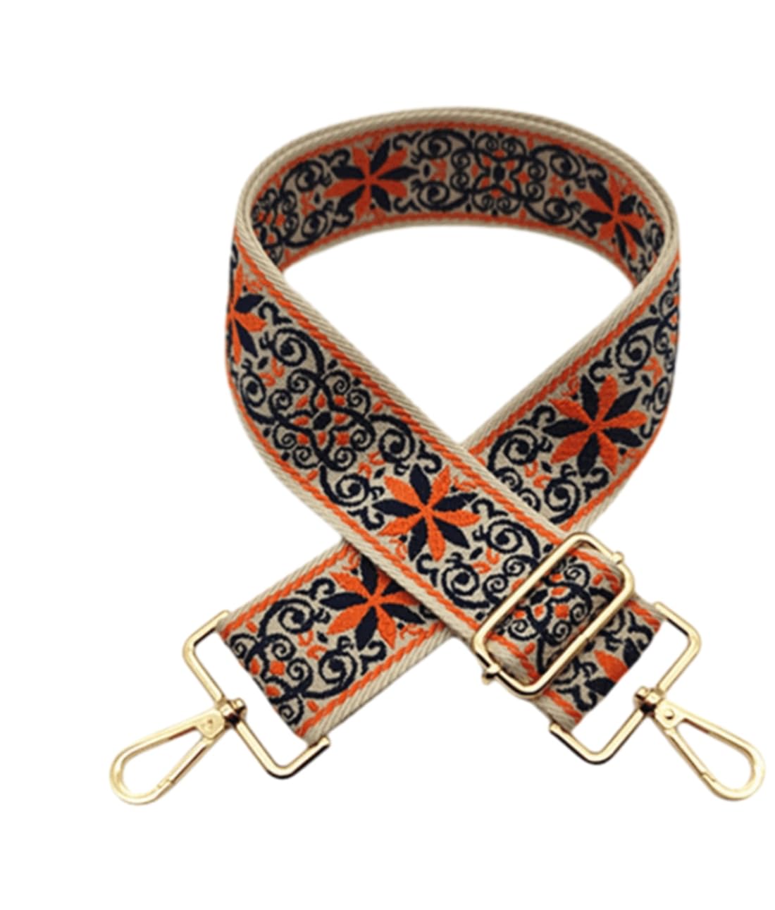 Purse Strap Star Flower Pattern Trendy Bag Strap Replacement Adjustable Jacquard Belt for Purse Crossbody Guitar CameraBags (Orange)