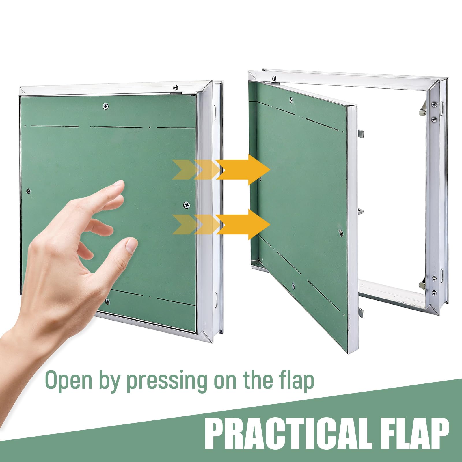 Trampilla Pladur 30 cm, Tapa Registro Pladur de Aluminio con Placa de Yeso Verde, Puerta Revision Empotrada para Techo, Pared, Fontaneria y Electricidad