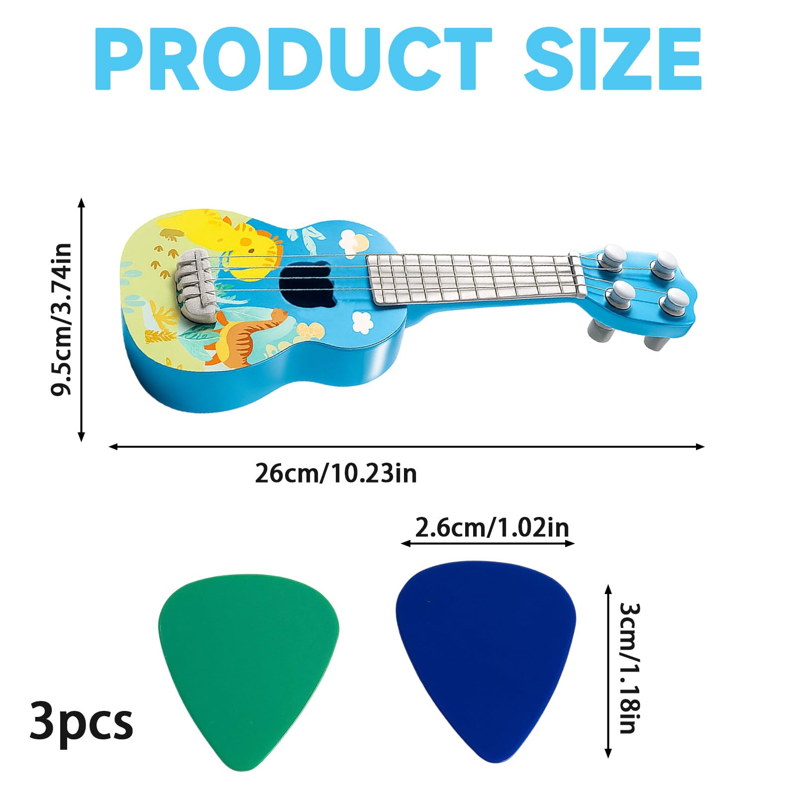 DXPETA 3-Piece Set Toddler Guitar, Pink and Blue, Compact (26x30mm), Ages 3+ - Image 2
