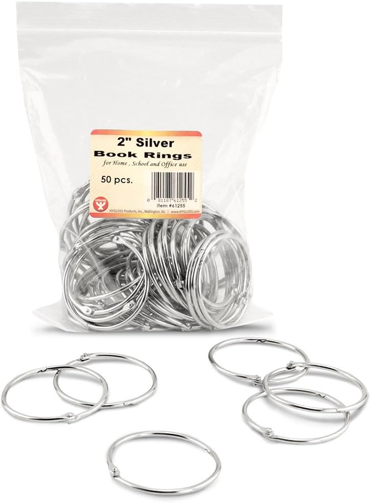 Hygloss Products Book Rings – 2 Inch Silver Steel Metal Binder Rings, 250 Pack in Counter Display Bucket