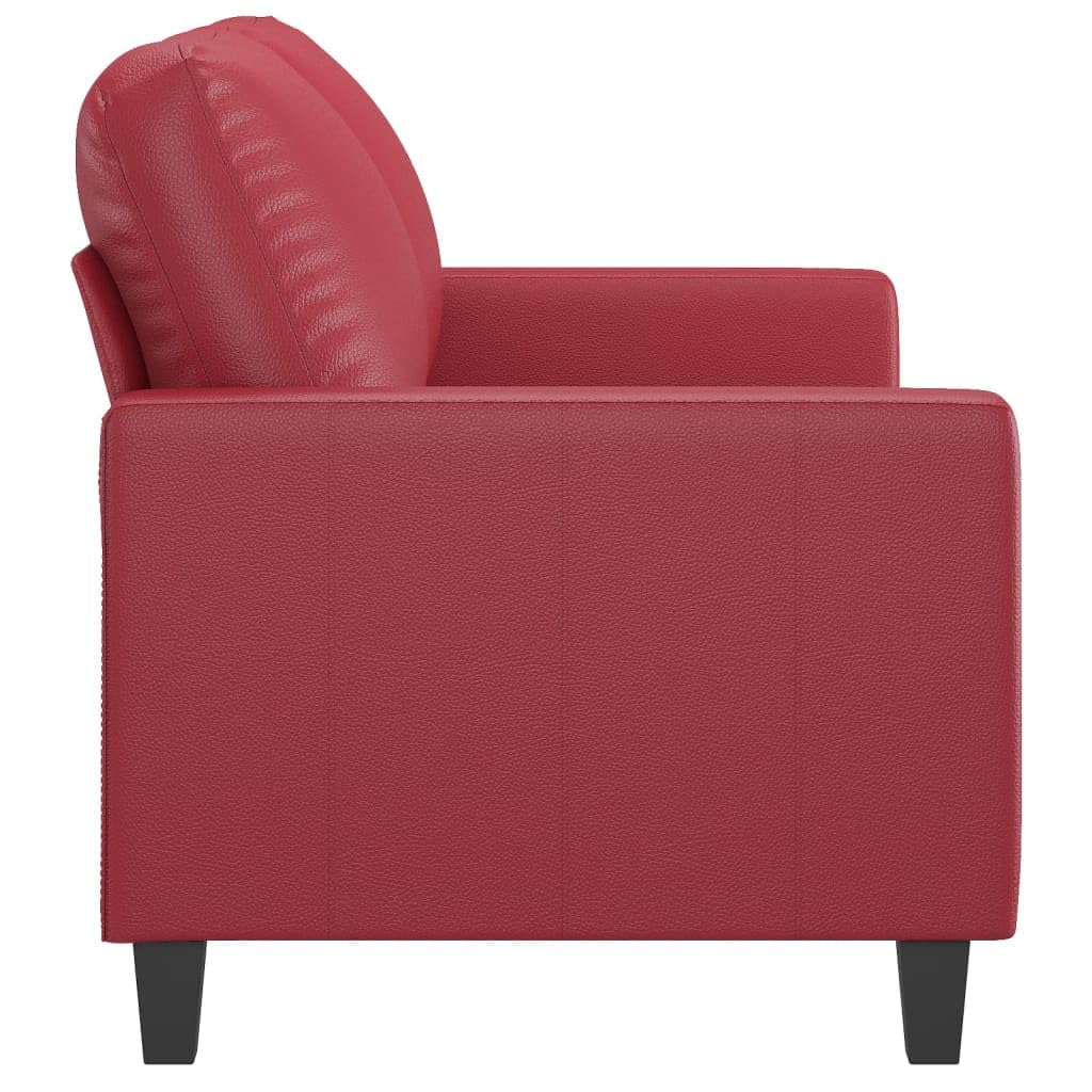 vidaXL Sofá de 2 plazas de Cuero sintético Rojo Vino 120 cm