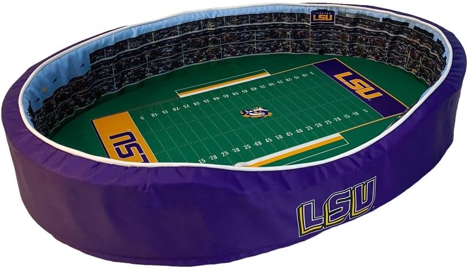 StadiumSpot Officially Licensed NCAA Premium Oval Dog Bed, LSU, Medium