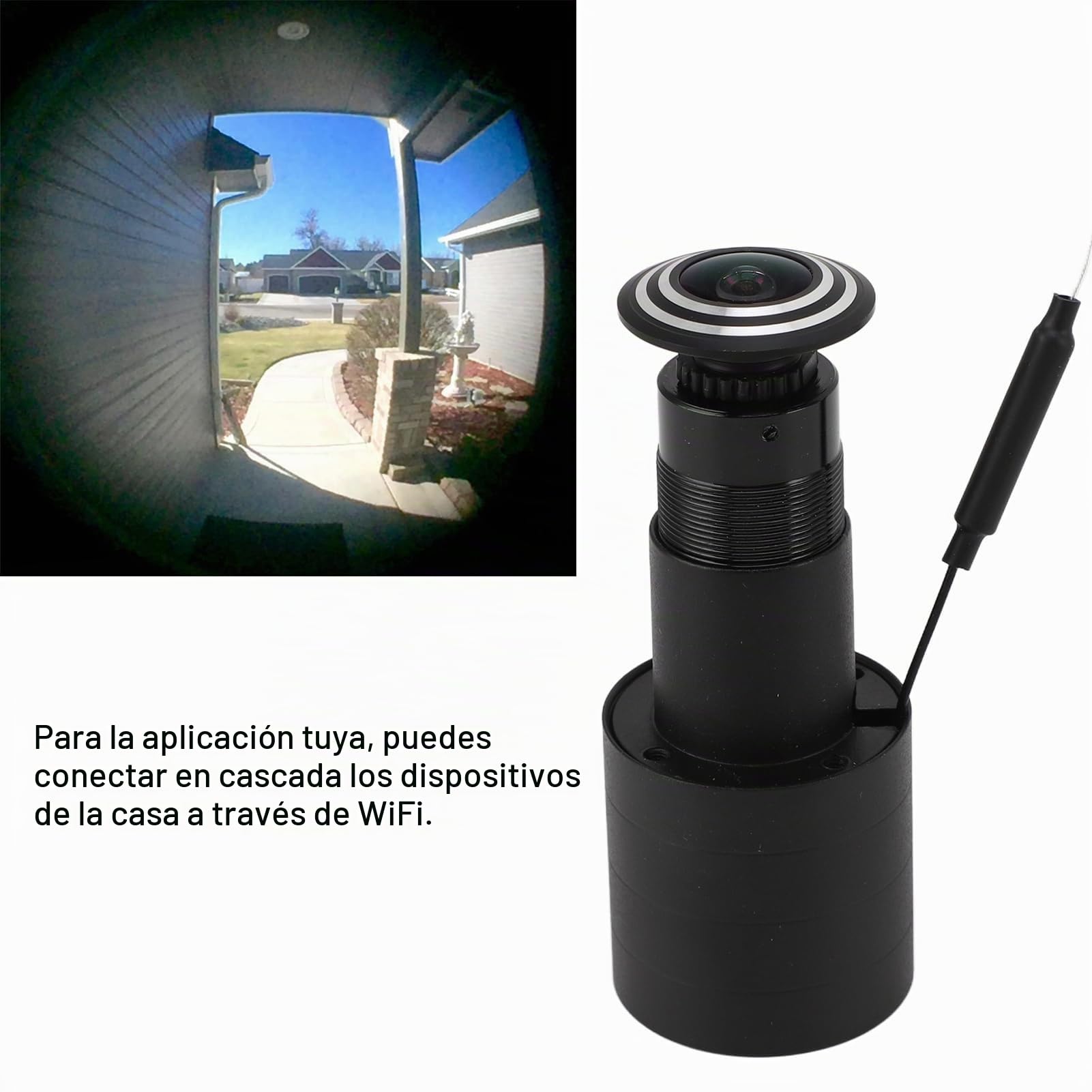 Cámara de Mirilla de Puerta, Cámara con Orificio para Ojo de Puerta HD 1080P, Aplicación Móvil Remota, Conversación Bidireccional, WiFi, Cámara de Mirilla de Puerta Gran Angular