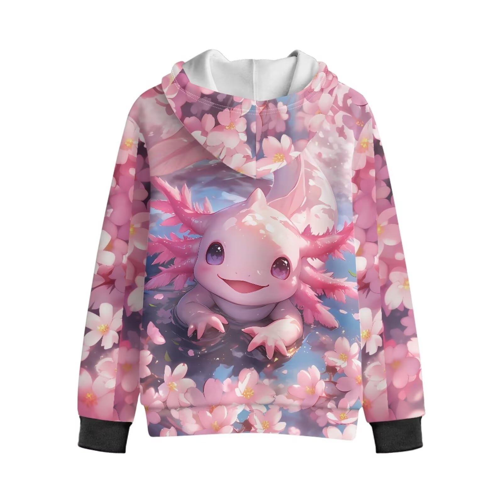 Sudadera con capucha para niñas, ajuste holgado, con cremallera completa, forro polar, chaqueta Y2K a la moda