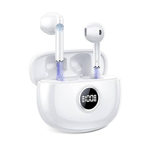 IKG Auriculares Inalámbricos, Auriculares Bluetooth 5.3, Cascos Inalambricos Bluetooth HiFi Estéreo, 37H de Batería, Auriculares in Ear con HD Microfono, I-PX7 Impermeable, Carga Rápida USB-C