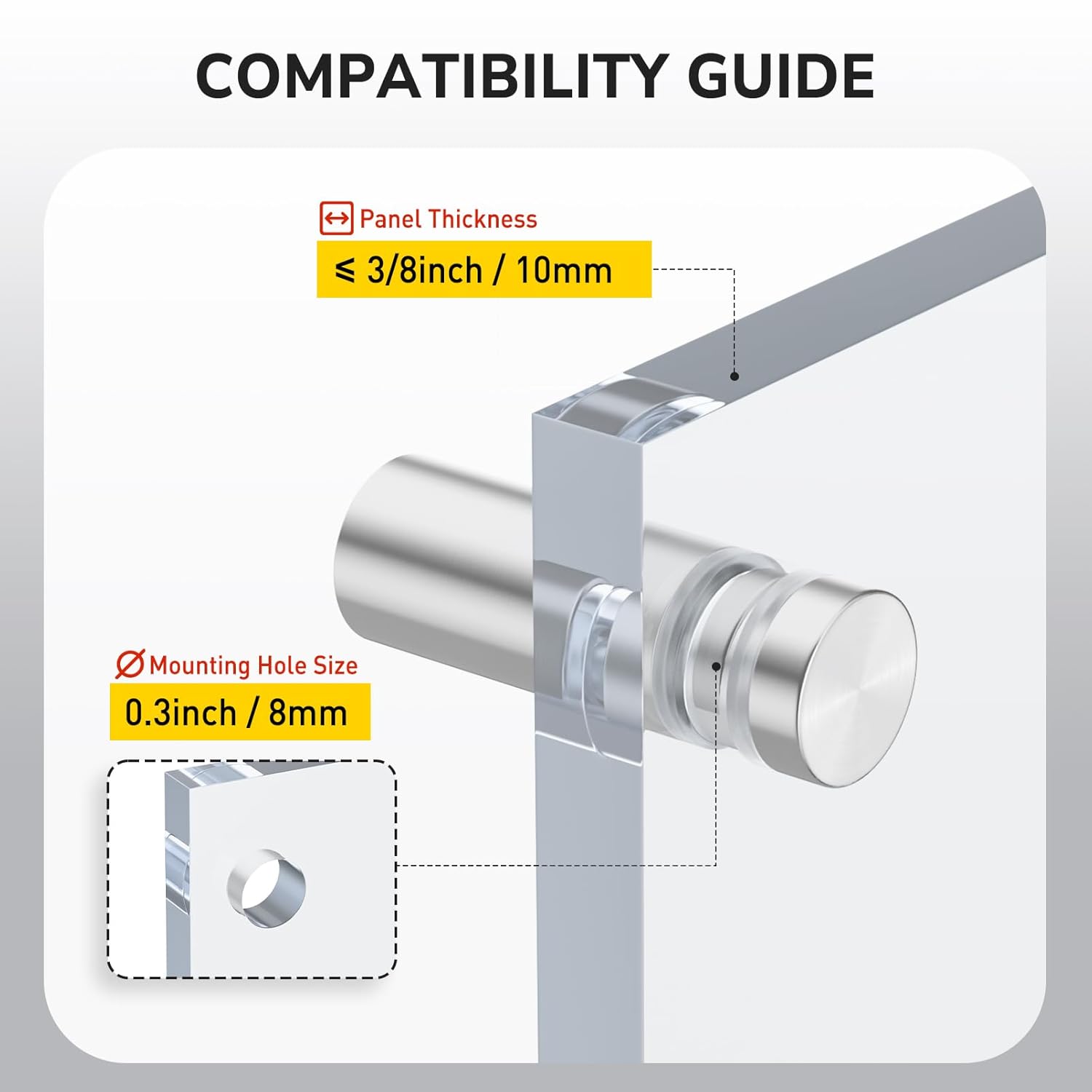 50 PCS Stainless Steel Standoff Screws (1/2 in. Dia x 3/4 in. L), Wall Standoff Mounting Hardware Advertising for Hanging Acrylic Picture, Silver