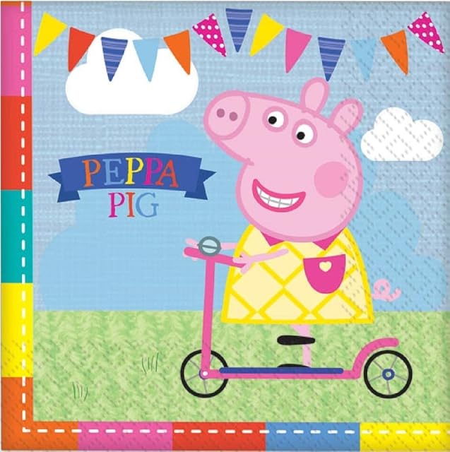Comogiochi Peppa Pig Napkins, 16 Count, 1.80 x 16.80 x 16.60 CM, 2 ply. Multi-Coloured