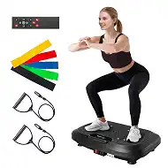 Large Vibration Plate Exercise Machine for Lymphatic Drainage | 200 Speeds & 10 Models, 500LB Capacity, LED Display, Bluetooth Audio, Shake Plate with Loop Bands for Full Body Fitness