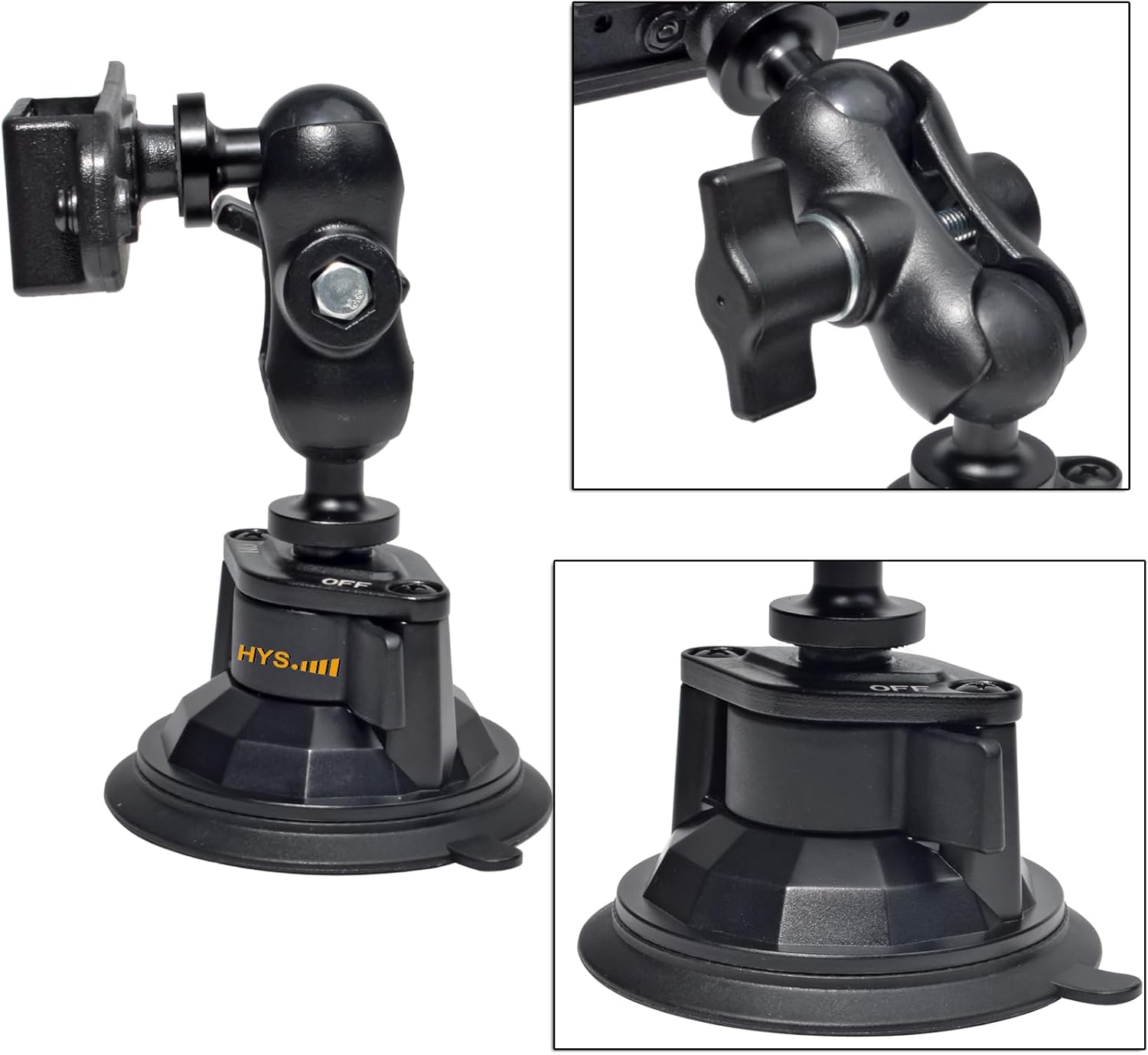HYS Suction Cup HT Radio with Clip Holder, Low Profile Dashboard Amateur Radio &Shoulder Speaker Microphone with Clip Mount Compact Windshield Window Dash Mobile Stand for Midland Motorola 2-way Radio