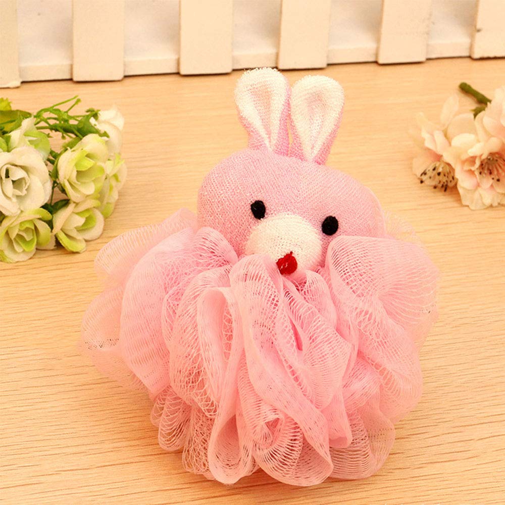 4 Pezzi Animale Bagno Doccia Spugna,Palla da Bagno con Peluche e Rete,Spugne da Bagno per Bambini in Mesh con Animali Domestici, Adatte per Accessori da Bagno per Bambini